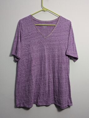 Lane Bryant Heathered Purple Short Sleeve Tee with Gold Detail